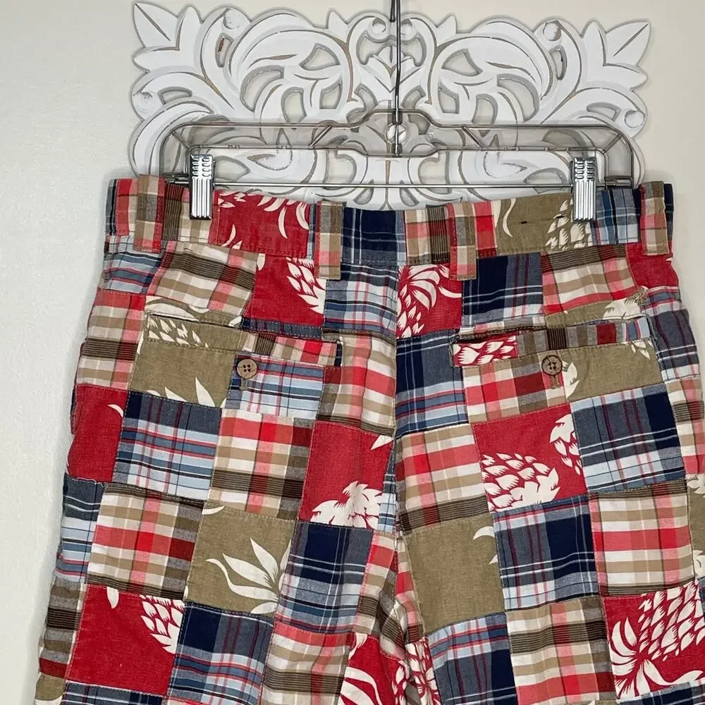 IZOD Men's 33 Patchwork Madras Shorts 100% Cotton Plaid Floral Preppy India